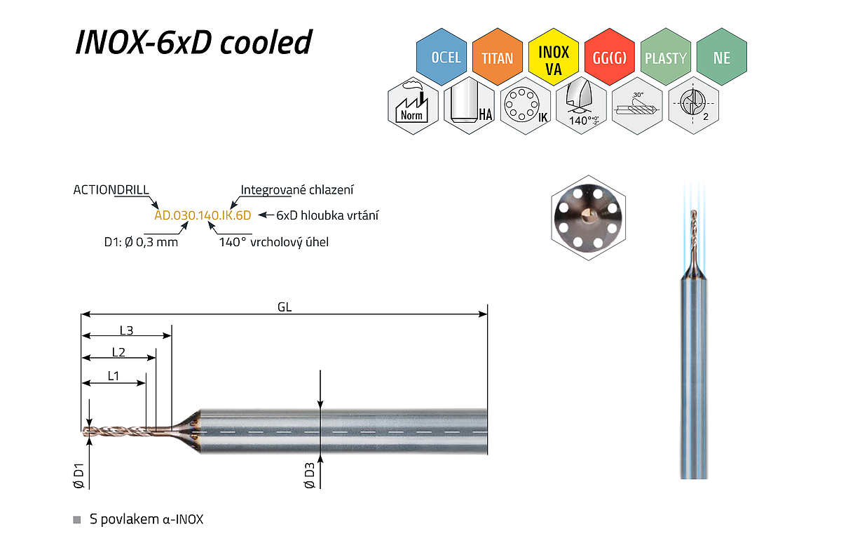 ACTIONDRILL INOX-6xD až 18xD cooled
