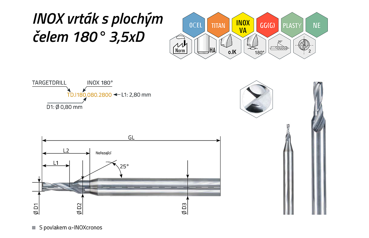 TARGETDRILL INOX-Flatdrill 180°