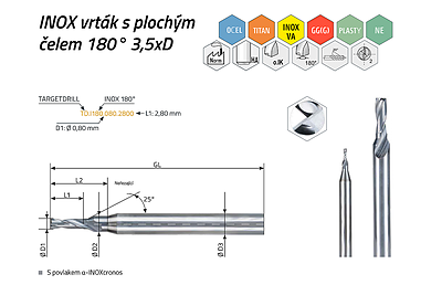 TARGETDRILL INOX-Flatdrill 180° – pohled 1